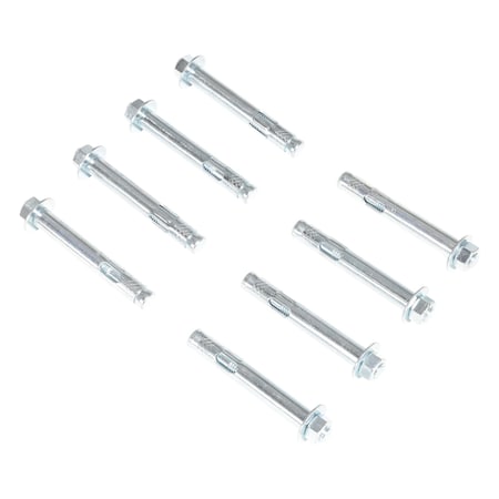 Vestil Sleeve Anchor, 5/8" Dia., 4" L, Steel Zinc Plated, 8 PK AS-584-8PK